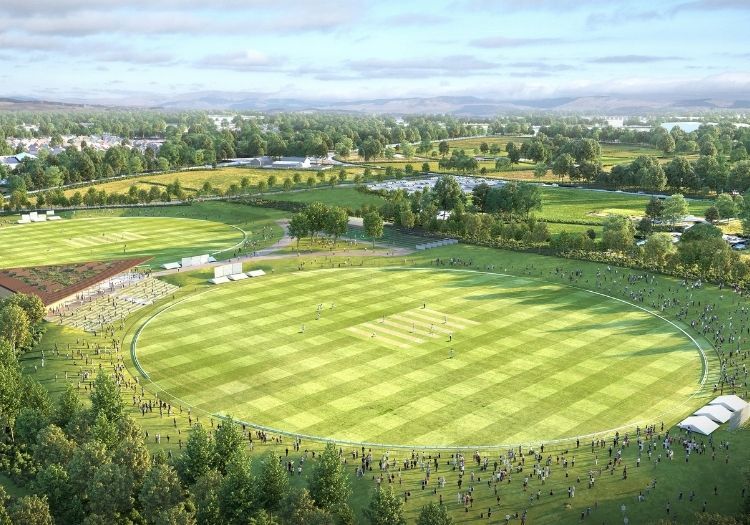 Castle Acre aerial image: Playing field & cricket club