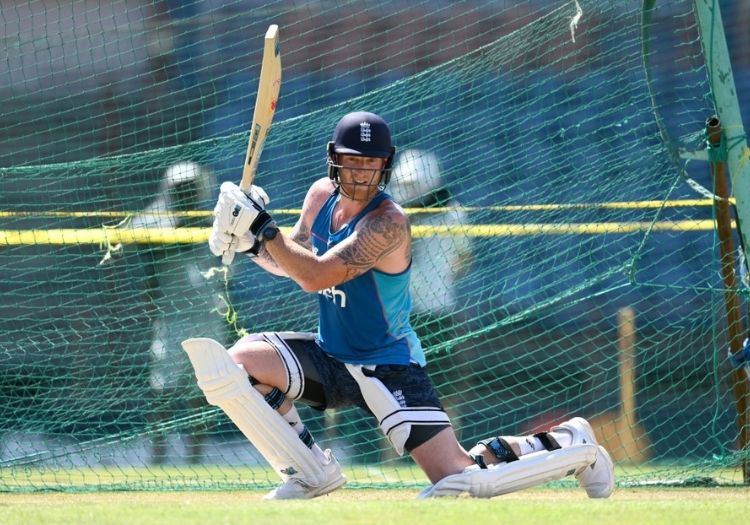 Durham's Ben Stokes watches from the players balcony during the LV